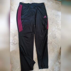 Adidas Climacool Black Pants with Bold Raspberry  Accent Stripes